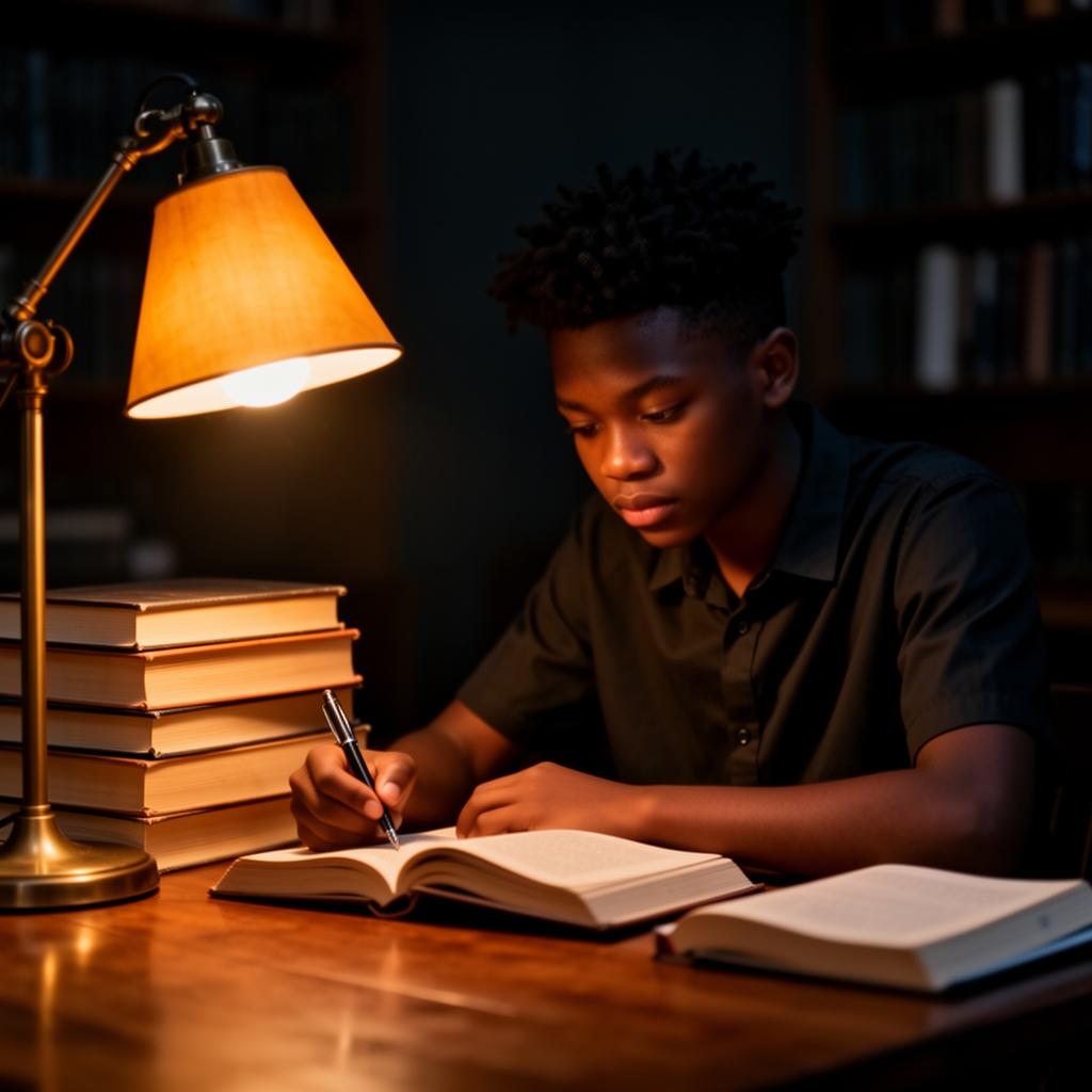 Night prep student learning scene